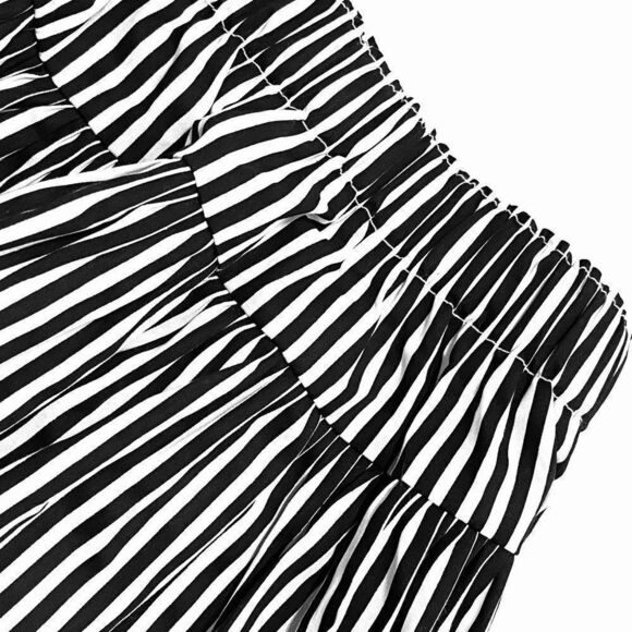 KIKI B&W Vertical Striped Swing Skirt - Picture 2 of 3
